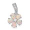 Sterling Silver Created Opal Flower Pendant Jewelry 19mm x 11mm